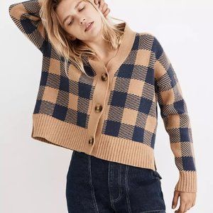 Madewell Bayberry Cardigan Sweater in Buffalo Check